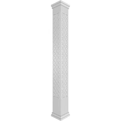 Ekena Millwork Craftsman Classic Square Non-tapered Mosaic Fretwork Column W/ Prairie Capital & Base In Gray