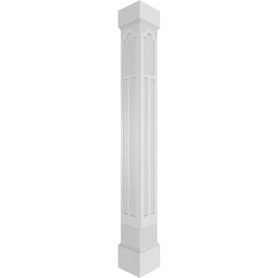 Ekena Millwork Craftsman Classic Square Non-tapered Paramount Fretwork Column With Mission Capital & Base In Gray