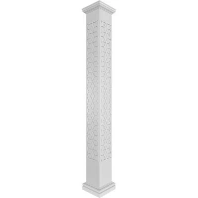 Ekena Millwork Craftsman Classic Square Non-tapered Pueblo Fretwork Column W/ Tuscan Capital & Tuscan Base In White