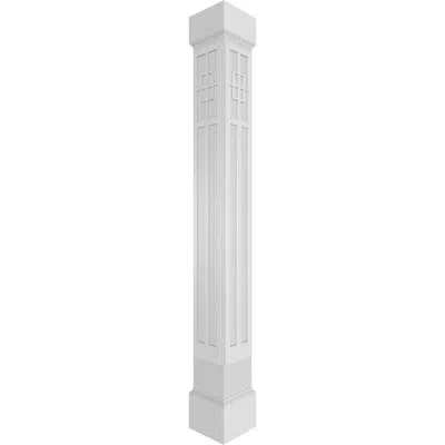 Ekena Millwork Craftsman Classic Square Non-tapered San Antonio Mission Style Fretwork Column W/ Mission Capital &  In Gray