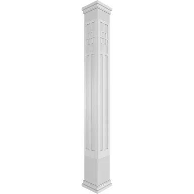 Ekena Millwork Craftsman Classic Square Non-tapered San Antonio Mission Style Fretwork Column W/ Prairie Capital &  In Gray