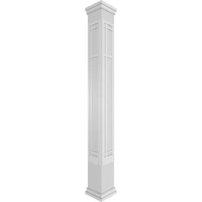 Ekena Millwork Craftsman Classic Square Non-tapered San Juan Capistrano Fretwork Column W/ Prairie Capital & Prairi In Gray