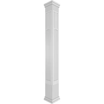 Ekena Millwork Craftsman Classic Square Non-tapered San Miguel Mission Style Fretwork Column W/ Prairie Capital & P In White