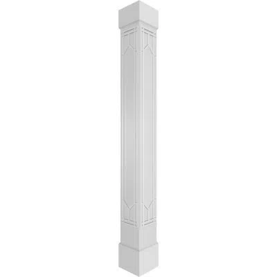 Ekena Millwork Craftsman Classic Square Non-tapered Shaker Fretwork Column W/ Standard Capital & Standard Base In Gray