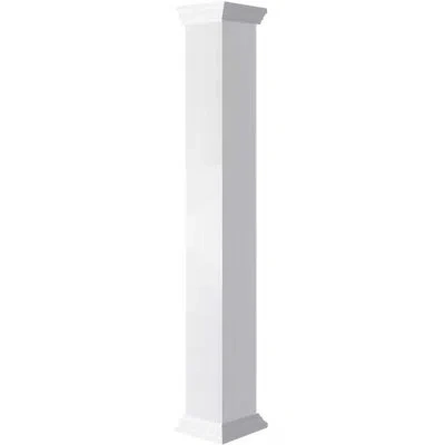 Ekena Millwork Craftsman Classic Square Non-tapered Smooth Pvc Column Kit, Standard Capital & Standard Base In White