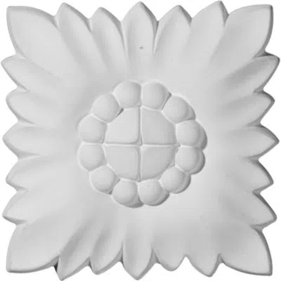 Ekena Millwork Daniela 3 3/8"h X 3 3/8"w X 5/8"d Flower Rosette Applique In White