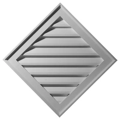 Ekena Millwork Diamond Gable Vent Louver, Non-functional In White