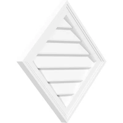 Ekena Millwork Diamond Surface Mount Non-functional Brickmould Frame Pvc Gable Vent