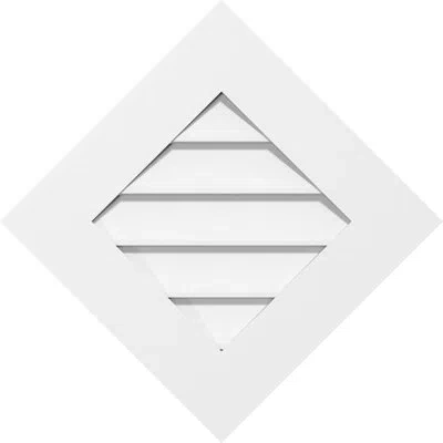 Ekena Millwork Diamond Surface Mount: Non-functional, Standard Frame Pvc Gable Vent