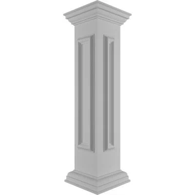 Ekena Millwork End Newel Post With Panel, Flat Capital & Base Trim (installation Kit Included) In White