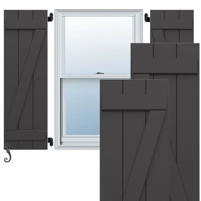 Ekena Millwork Enduracore Composite, Two Board Joined Board-n-batten Shutters With Z-bar In Shadow Mountain