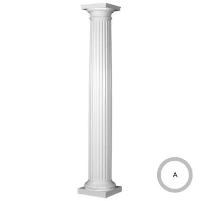 Ekena Millwork Endura-stone Fluted Column Round Shaft Tapered Tuscan Base/temple Of Winds Capital, Unsplit/whole In White