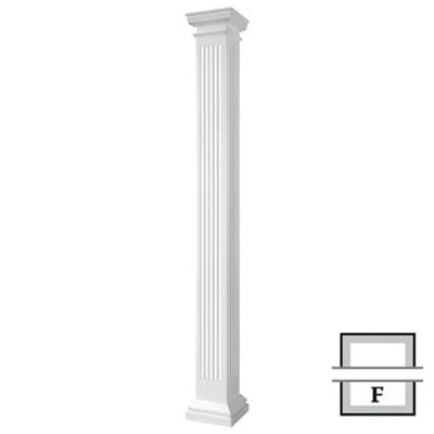 Ekena Millwork Endura-stone Pro Series Fluted Column Square Non-tapered Shaft, Tuscan Capital/base, Split In Half In White