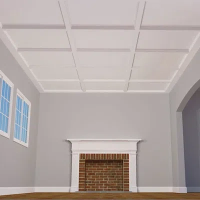 Ekena Millwork Endurathane 5" Traditional Coffered Ceiling Kit W/ Classic Cross Intersection For Rooms 12' X 14' Or In Extract Color Yourself