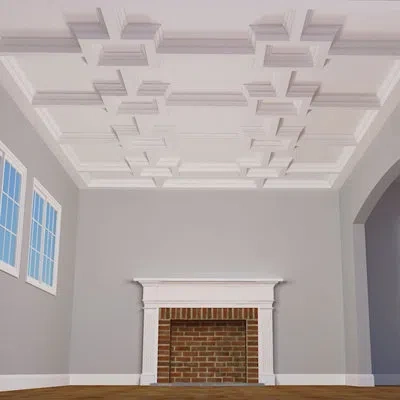Ekena Millwork Endurathane 8" Deluxe Coffered Ceiling Kit W/ Square Intersection For Rooms 12' X 18' Or Smaller, Fa In Extract Color Yourself