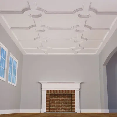 Ekena Millwork Endurathane 8" Traditional Coffered Ceiling Kit W/ Circle Intersection For Rooms 12' X 12' Or Smalle In Extract Color Yourself