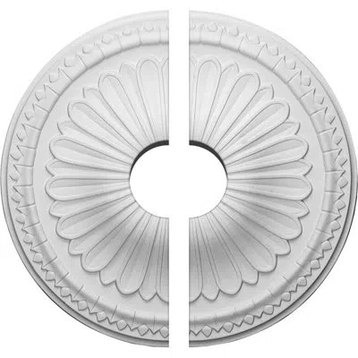 Ekena Millwork Endurathane Alexa Ceiling Medallion, 15"od X 3 1/2"id X 1 3/4"p (fits Canopies Up To 3 1/2"), Two Pi