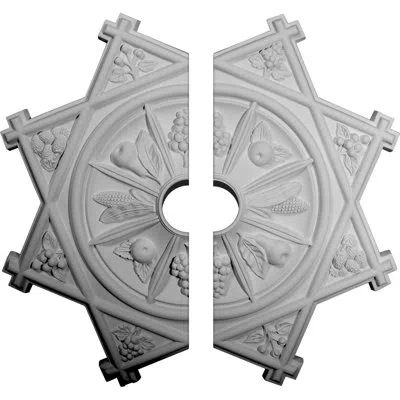 Ekena Millwork Endurathane Antilles Ceiling Medallion, 38 1/4"od X 6"id X 1 1/2"p (fits Canopies Up To 6"), Two Pie