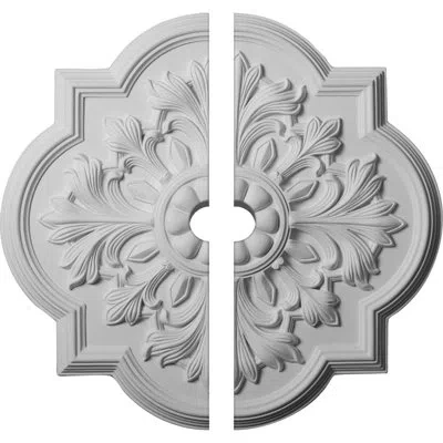 Ekena Millwork Endurathane Bonetti Ceiling Medallion, 20"od X 1 1/2"id X 1 3/4"p (fits Canopies Up To 5 1/8"), Two 