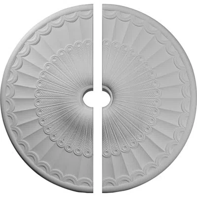 Ekena Millwork Endurathane Galveston Ceiling Medallion, 36 5/8"od X 3 5/8"id X 2 3/8"p (fits Canopies Up To 4 3/4")