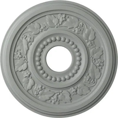 Ekena Millwork Endurathane Genevieve Ceiling Medallion, 16 1/8"od X 3 1/2"id X 7/8"p (fits Canopies Up To 3 1/2") In Primed