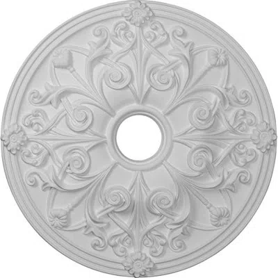 Ekena Millwork Endurathane Jamie Ceiling Medallion, 23 5/8"od X 3 7/8"id X 2 1/8"p (fits Canopies Up To 3 7/8") In Primed