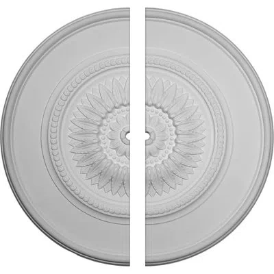 Ekena Millwork Endurathane Large Floral Ceiling Medallion, 41 1/8"od X 1 1/2"id X 2 1/2"p, Two Piece, Factory Prime
