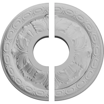 Ekena Millwork Endurathane Leaf Ceiling Medallion, 11 3/8"od X 3 5/8"id X 1 1/8"p (fits Canopies Up To 5 1/4"), Fac
