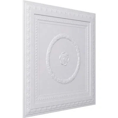 Ekena Millwork Endurathane Lydia Ceiling Tile, 24"h X 24"w X 1"p. Factory Primed