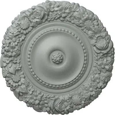 Ekena Millwork Endurathane Marseille Ceiling Medallion, 21"od X 2"p (fits Canopies Up To 7 3/8") In Primed