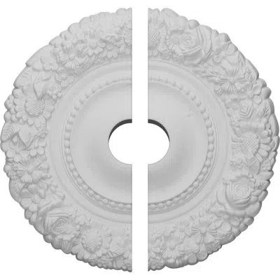 Ekena Millwork Endurathane Marseille Ceiling Medallion, 21"od X 3 1/2"id X 2"p (fits Canopies Up To 7 3/8"), Two Pi
