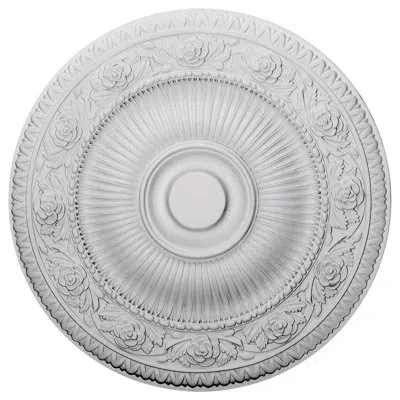 Ekena Millwork Endurathane Neuveau Ceiling Medallion, 24 1/4"od X 2"p (fits Canopies Up To 6 3/8") In Primed