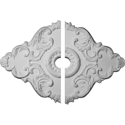 Ekena Millwork Endurathane Piedmont Ceiling Medallion, 37"w X 26"h X 1 3/8"p, (for Canopies Up To 3 1/2"), Two Piec