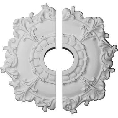 Ekena Millwork Endurathane Riley Ceiling Medallion, 18"od X 3 1/2"id X 1 1/2"p (fits Canopies Up To 4 5/8"), Two Pi In White