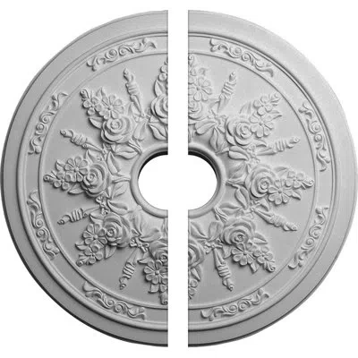 Ekena Millwork Endurathane Rose And Ribbon Ceiling Medallion, 23 5/8"od X 4"id X 1 1/2"p (fits Canopies Up To 4"), 