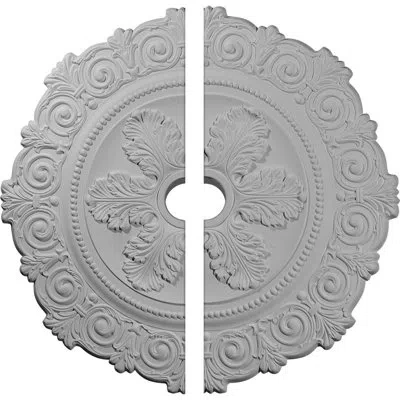 Ekena Millwork Endurathane Scroll Medallion, 32 1/4"od X 3 5/8"id X 1"p, Two Piece (fits Canopies Up To 3 5/8"), Fa