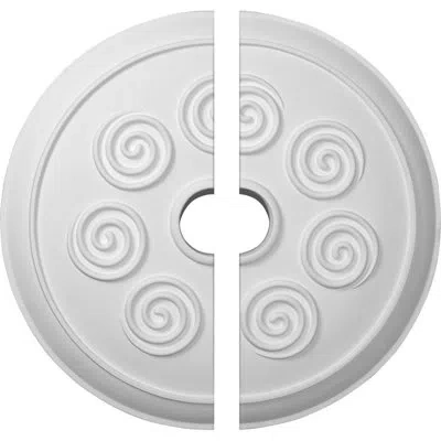 Ekena Millwork Endurathane Spiral Ceiling Medallion, 25 1/4"od X 4"id X 2"p (fits Canopies Up To 4"), Two Piece, Fa