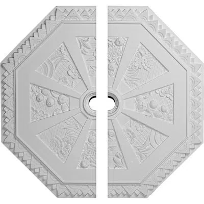 Ekena Millwork Endurathane Spring Octagonal Ceiling Medallion, 29 1/8"od X 2 1/4"id X 1 1/8"p (fits Canopies Up To 