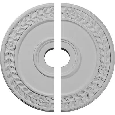 Ekena Millwork Endurathane Wreath Ceiling Medallion, 21 1/8"od X 3 5/8"id X 7/8"p (fits Canopies Up To 6"), Two Pie