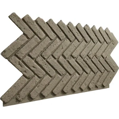 Ekena Millwork Everstone Herringbone Faux Brick Panel, 46 1/2"w X 25 1/4"h X 1"d, Vintage White Color In Gray