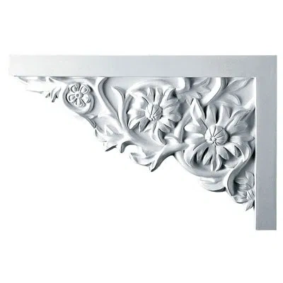 Ekena Millwork Floral Large Stair Bracket, Left In Unfinished