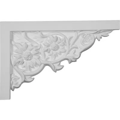 Ekena Millwork Floral Large Stair Bracket, Right In Unfinished