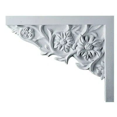 Ekena Millwork Floral Small Stair Bracket, Left In Unfinished