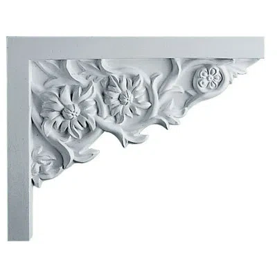 Ekena Millwork Floral Small Stair Bracket, Right In Unfinished