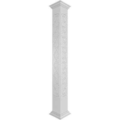 Ekena Millwork Gypsum Square Non-tapered With Crown Capital & Crown Base Fretwork Column In White,gray