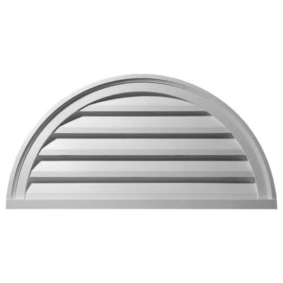 Ekena Millwork Half Round Gable Vent Louver, Functional In White