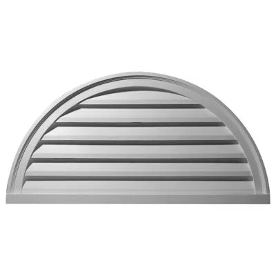 Ekena Millwork Half Round Gable Vent Louver, Functional In White