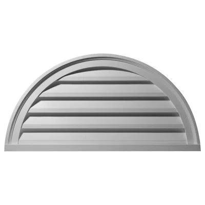 Ekena Millwork Half Round Gable Vent Louver, Non-functional In White