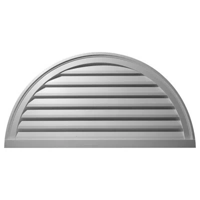 Ekena Millwork Half Round Gable Vent Louver, Non-functional In White