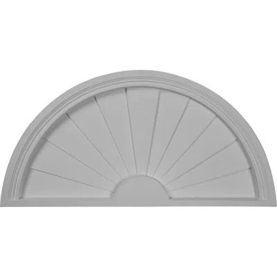 Ekena Millwork Half Round Sunburst Urethane Pediment In White